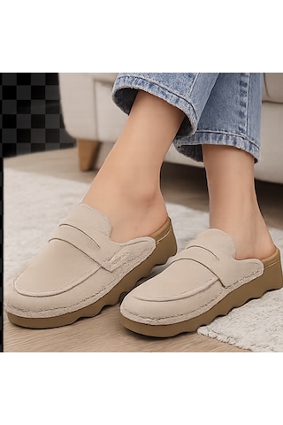 N Napa Shoe Np.351.bej Süet Deri Terlik