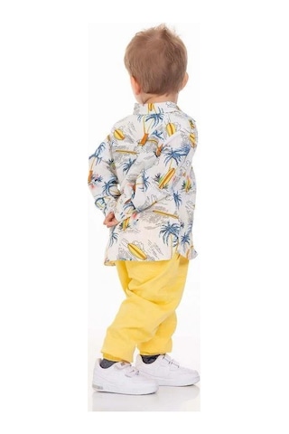 Nk Kids Erkek Bebek Pamuklu Palmiye Gömlek-13959 Ekru