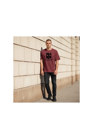 Urbantrendstore Unisex Hard Rock Oversize Fit Rahat Geniş Salaş T-shirt Günlük Tişört Bordo