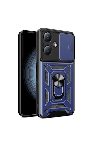 İnfinix Hot 30 Play Kılıf Magnetik Standlı Kamera Korumalı Mkst Sürgülü Vega Kapak - Siyah Siyah