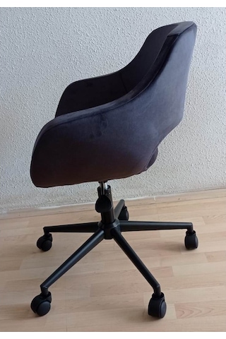Kamusalmarket Sekreter Koltuğu Siyah Metal Ayaklı Döküm Sünger