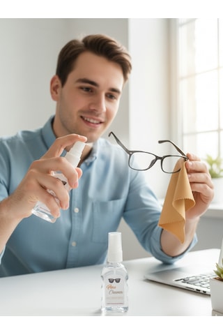 Otio 4 Adet Gözlük Temizleme Seti, 50 Ml Sprey, Mikrofiber Bez Avantaj Paket