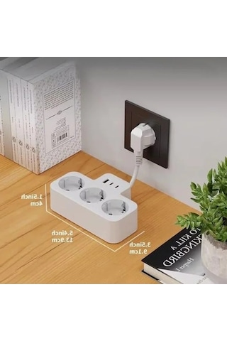 Duvar Tipi Priz Çoğaltıcı, 3 Soket, 2 Type-c Ve 1 Usb, 16a, 3680w, Çocuk Güvenlikli 0