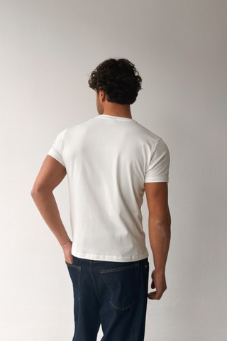 Flaw Atelıer Basic Slim Fit Ekru Tişört-29506