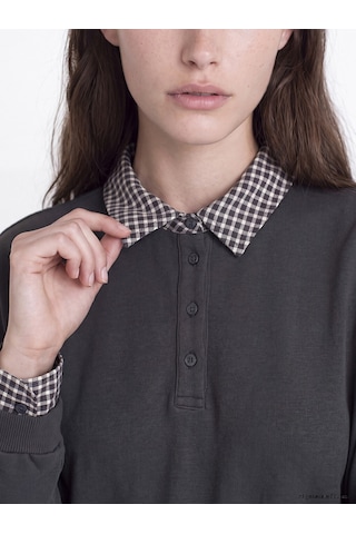 Lcw Modest Antrasit Gömlek Yaka Sweat Elbise