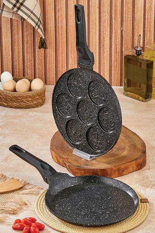 Polochef Granit Krep Ve Pankek Tavası Set Siyah