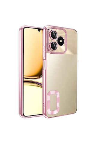 Realme Note 50 Kılıf Kamera Korumalı Logo Gösteren Zore Omega Kapak Rose Gold