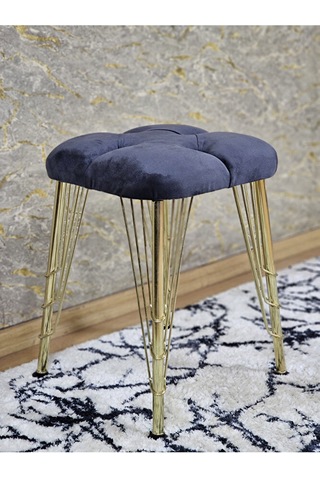 Kare Gold Kaplama Telli Ayaklı Tabure - Oturak - Bar Taburesi - A Çok Renkli