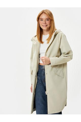 Koton Oversize Yağmurluk Fermuarlı Kapüşonlu Kapaklı Cepli Taş 4sak00016ew Taş