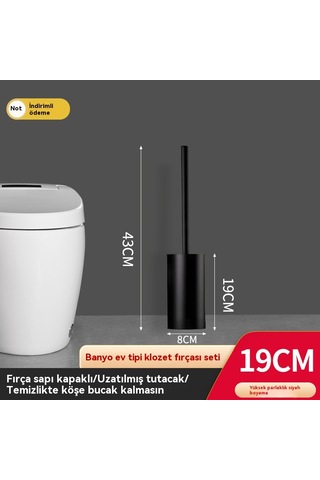 304 Paslanmaz Çelik Banyo Tuvalet Fırçası Siyah 19 Cm Siyah