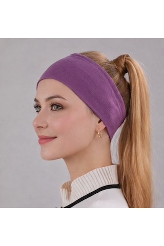 Alivascarf Kaymayan Silikonlu Bandana Bone Siyah - Kadın Tesettür Dikişsiz Kaymaz Geçme - Sportif Saç Bandı Mor