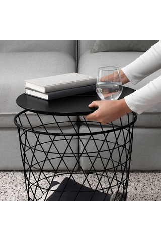 Saklama Bölmeli Sehpa, Siyah, 44 Cm Siyah