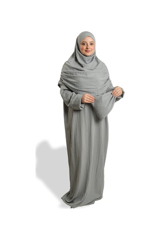 2 Parça Namaz Elbisesi Dokuma Kendinden Desenli 2502 15 Gri