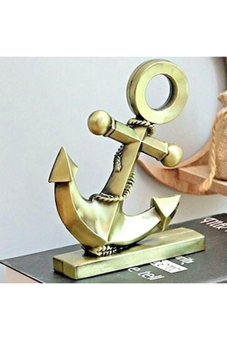 Vintage Metal Çapa Biblo Antik Bronz 16 Cm