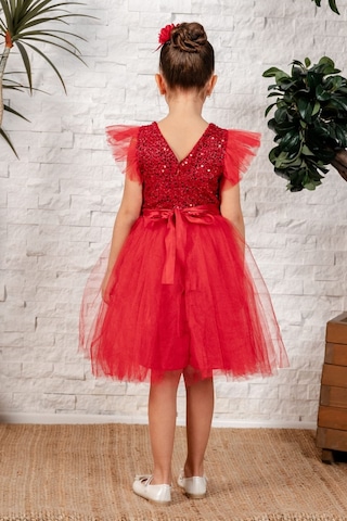 Mnk Baby & Kids Tüllü Kız Çocuk Kpl Elbise Mnk0526 Kırmızı