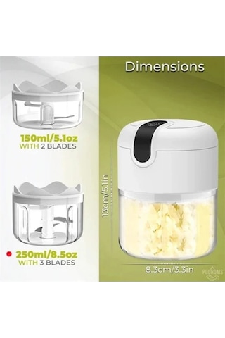 Pazly Elektrikli Sarımsak Doğrayıcı: Mini Mutfak Robotu, Hızlı Baharat Ve Sebzeler Doğrayıcı Diğer