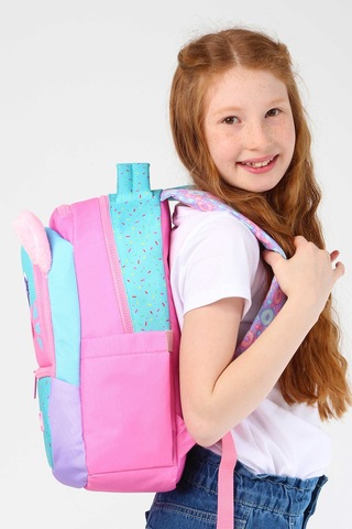 Elatae Su Geçirmez Kumaş Kız Çocuk Çok Gözlü Ortopedik Sırt Okul Çantası L5145 Pembe