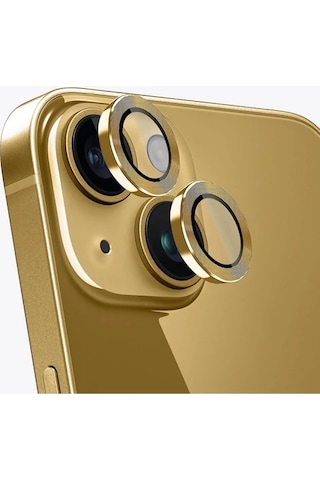 Apple Uyumlu iPhone 14 Ve 14 Plus Gold Kamera Lens Koruyucu Cam Gold