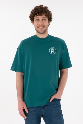 U.S. Polo Assn. Erkek Oversize Fit Bisiklet Yaka Koyu Yeşil Tişört 50305904-VR101