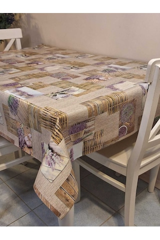 Elyaflı Pvc Muşamba - Desenli Silinebilir Masa Örtüsü Mrl157a Kahverengi