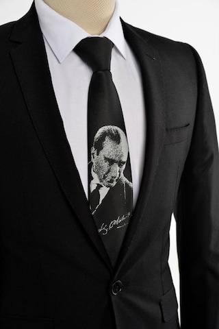 Brianze Siyah M.Kemal Atatürk Dokuma Kravat Siyah