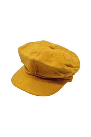 Uniquetrenders Kadın Arkadan Lastikli Kışlık Baretta Şapka Hardal