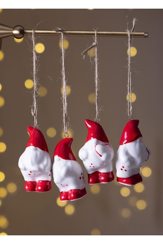 The Mia Yılbaşı Ağacı Süsü Şanş Cücesi 4lü Set 4x4x7 Cm 4 Adet