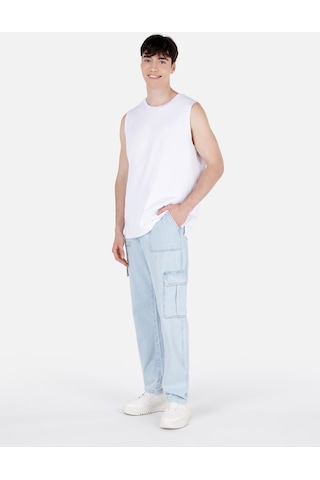 Colin's Colins 163 Dessi Kargo Kesim Orta Bel Düz Paça Mavi Erkek Pantolon Denim