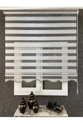 Ithal Bambu Gri Zebra Stor Perde Etek Dilimli Alüminyum Kasa Etek Dilimi  Grii 10 x 10