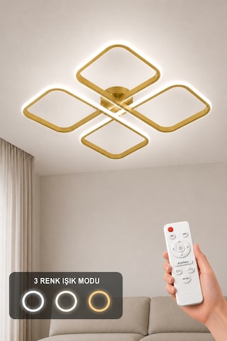 Nuvo Led Plafonyer Avize 3 Renk Kumandalı Eskitme