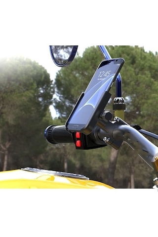 Pazly Tutucu - Motosiklet Telefon Montajı, 360 Dönebilir Alüminyum Gidon Braketi - Qf - -