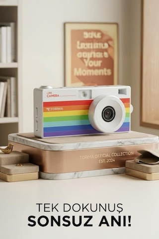 Torima Life Dijital Kamera Selfie Video Vlog Kamerası Mini Fotoğraf Makinesi CMR47 Beyaz