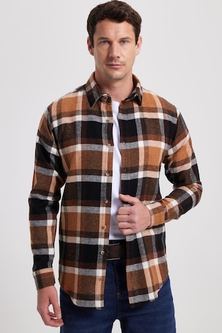 Tudors Erkek Slim Fit Dar Kesim Kareli Kışlık Oduncu Gömlek-42368 Çok Renkli