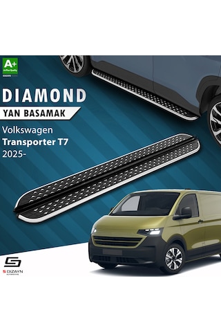 S-dizayn Vw Transporter T7 Kısa Şase Diamond Krom Yan Basamak 223 Cm 2024 Üzeri A+ Kalite