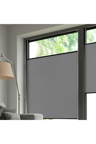 Perdema Yapışkanlı Honeycomb Plise %100 Karartma Cam Balkon Perdesi - Ofis Perdesi - Mutfak Perdesi - Salon Gri