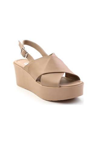 Bambi Bej Leather Kadın Sandalet K05040030503 Bej