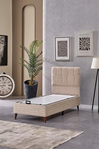 Evdemo Vizyon Tek Kişilik Baza Başlık Set Krem 90 190 90 x 190