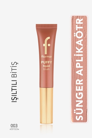 Flormar Puffy Liquid Nemlendirici Etkili & Parlak Bitişli Sünger Aplikatörlü Likit Allık 003 Rosy Glow