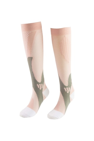 Xindoker Erkek Kadın Spor Koşu Yoga Kompresyon Çorapları, Teri Emici Koku Engellici, Dayanıklı Elastik Uzun Bilek Çorapları Pembe Pembe