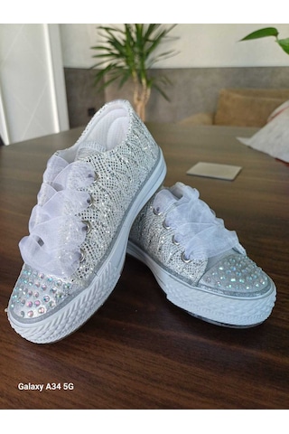 Scarpe Magiche Kız Çocuğu Gümüş Renkli Bağcıklı Ayakkabı 31-35 Numara Arası Işıksızdır Gümüş