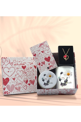 BK Gift Sevgiliye Özel Kutuda Hediye Seti, Kupa Bardak, Sevgili Hediyesi, Aşk Kolyesi, Kokulu Mum,Yıl Dönümü Hediyesi-8