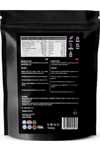 Wwp Collagen & Glucosamine, Kolajen & Glukozamin Destek Tozu - 300g Kavun Aromalı. Sarı Meyve