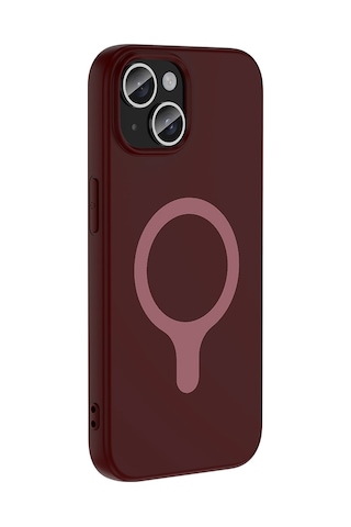 Maks Technology iPhone Uyumlu 15 Kılıf M-safe Şarj Özellikli Mkst Aris Silikon Kapak - Mürdüm