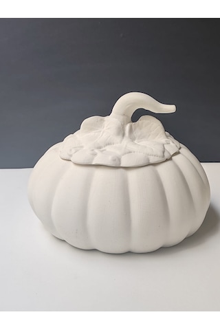 Dekoratif Balkabağı, Büyük Boy, Ham Beyaz El Yapımı, Ev Dekoru