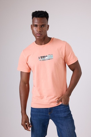 Marıne Tee Deniz Temalı Ribana Bisiklet Yaka Pamuk T-shirt-3117 Mercan