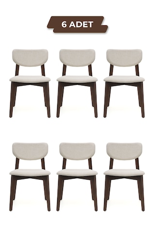 Leto Ceviz Ahşap 6'lı Mutfak Salon Yemek Odası Sandalyesi