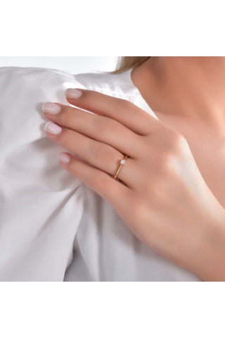 Ariş 0.07 Karat Pırlanta Tektaş Yüzük Kırmızı