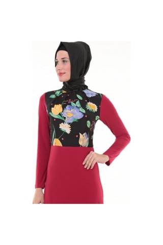 Nidya Moda Büyük Beden Elbise-4046K Kırmızı