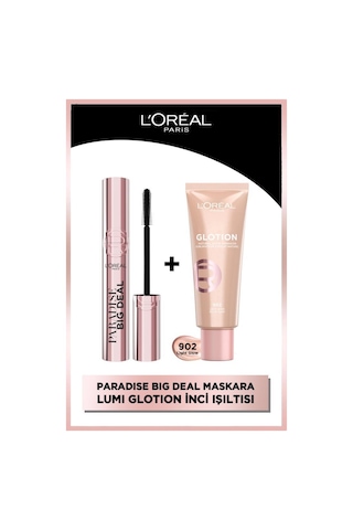 L'Oréal Paris Paradise Big Deal Maskara + Glotion Highlighter 902 Light Glow