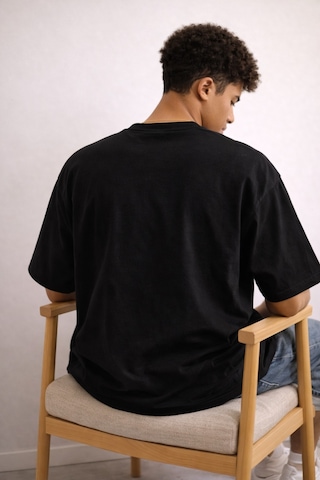Tarz Cool Erkek Oversize Tişört Never Stop Trying Baskılı Salaş Kalıp Siyah